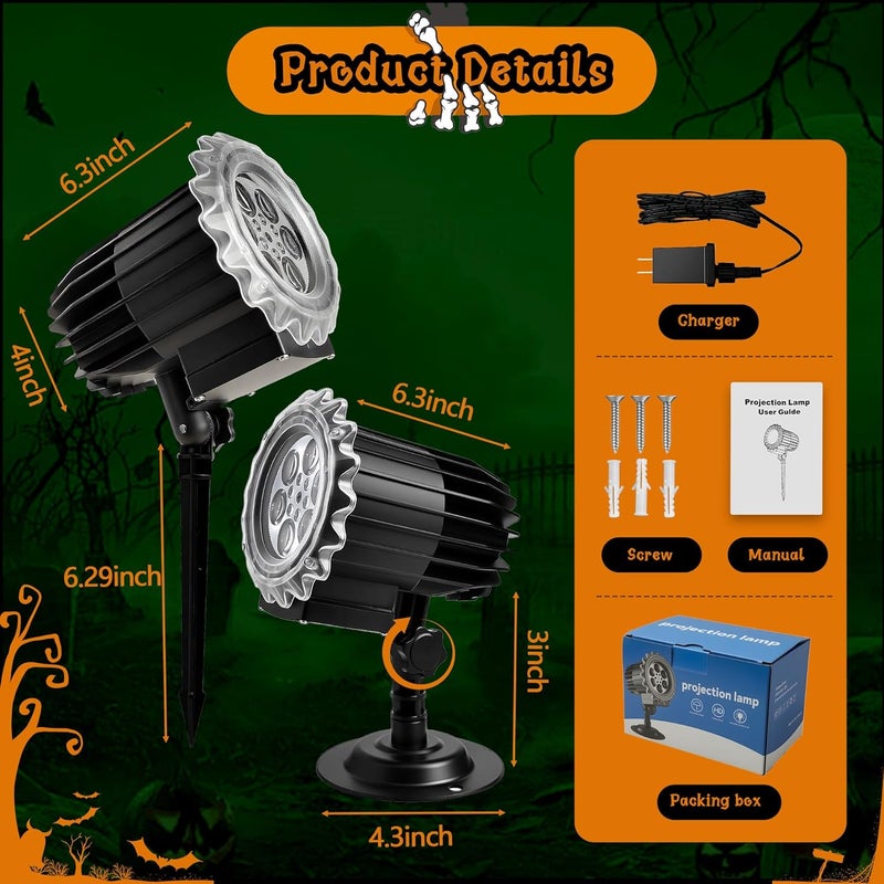 Alinkey Store Halloween Projector Lights Outdoor, 4 Rotating Dynamic Ghost Decorations Light, Waterproof Scary Skull Holiday Lights for Yard Patio Window Garden Wall Party Decor, Indoor & Outdoor - Image 5